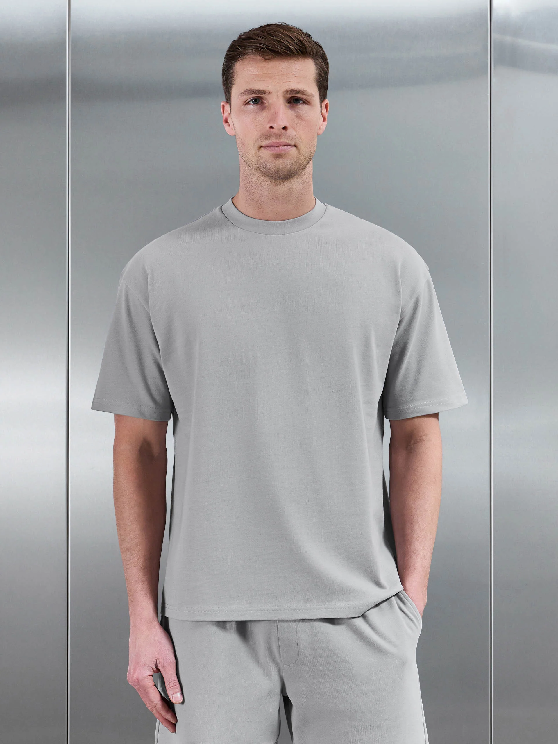 Brushed Relaxed T-Shirt in Mid Grey