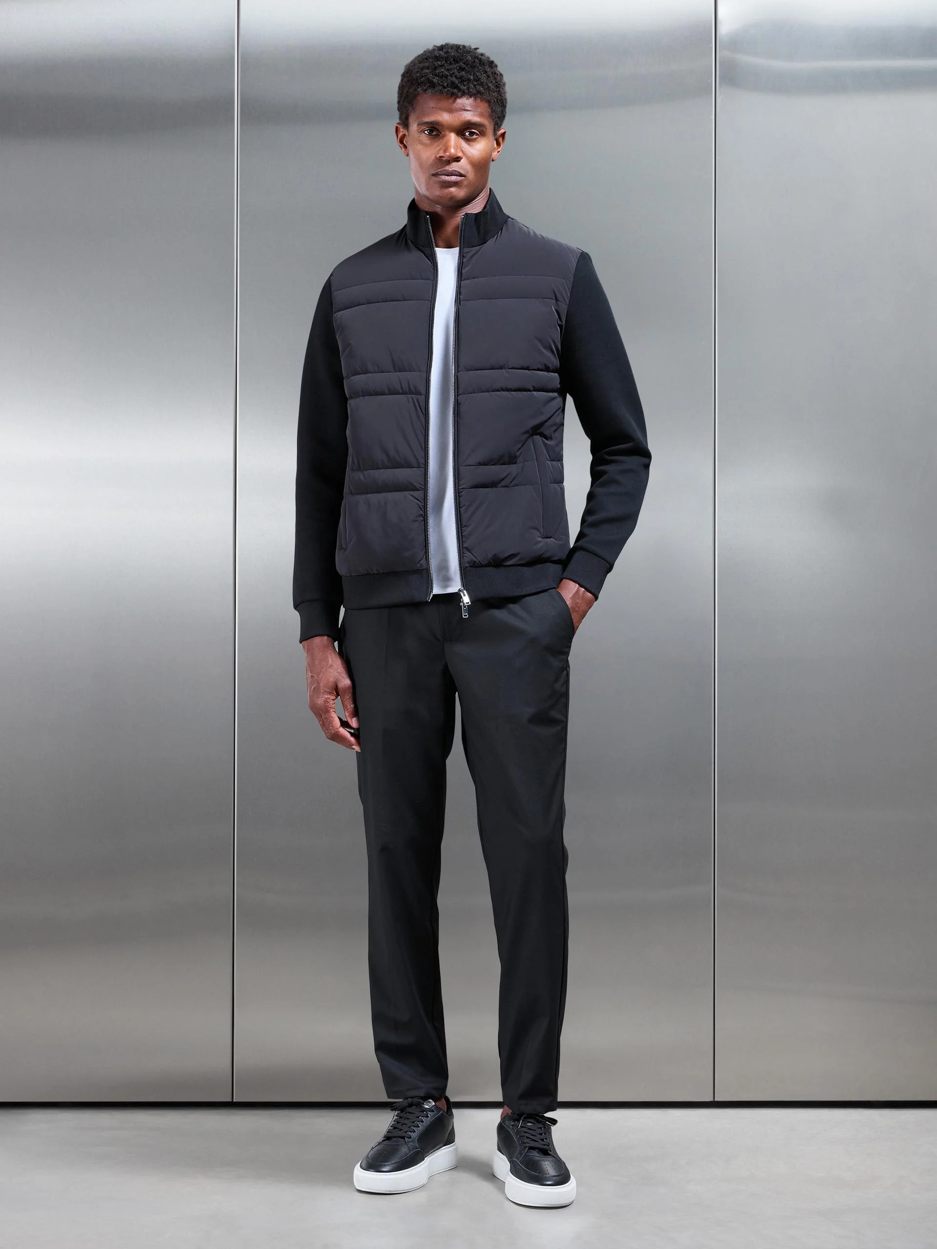 Hybrid Panel Puffer Jacket in Black - Image 2