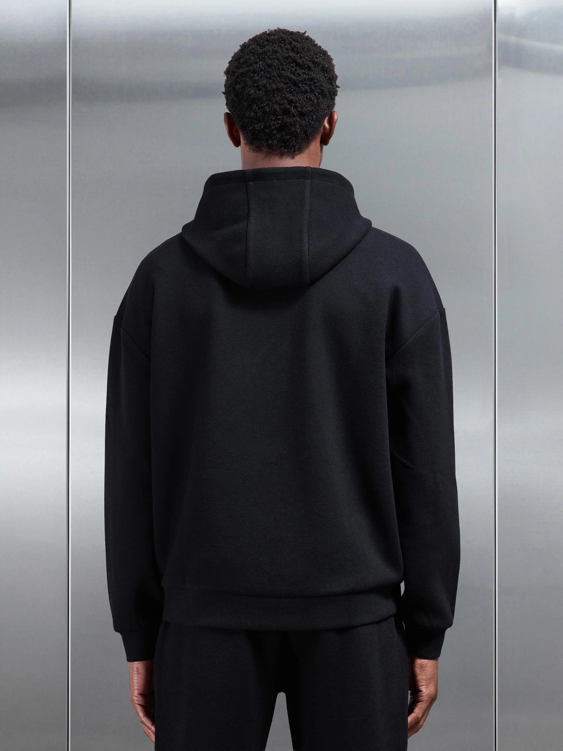 Relaxed Fit Knitted Hoodie in Black - Image 3
