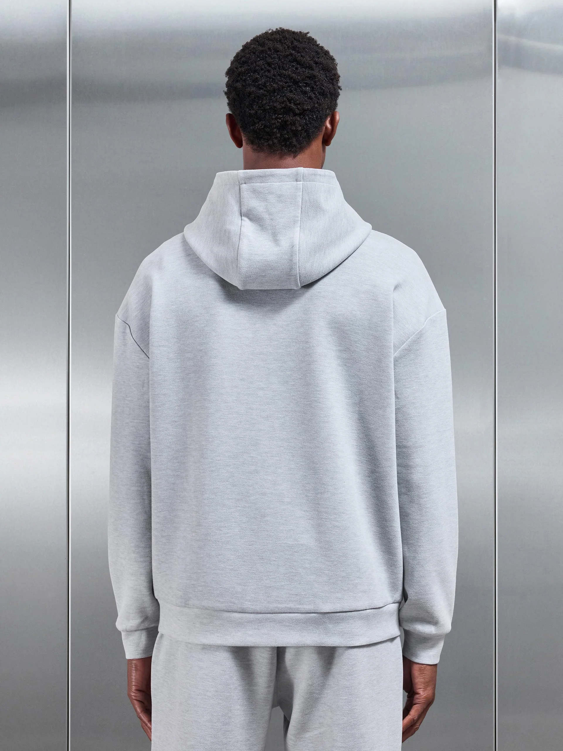 Relaxed Fit Knitted Hoodie in Marl Grey - Image 3