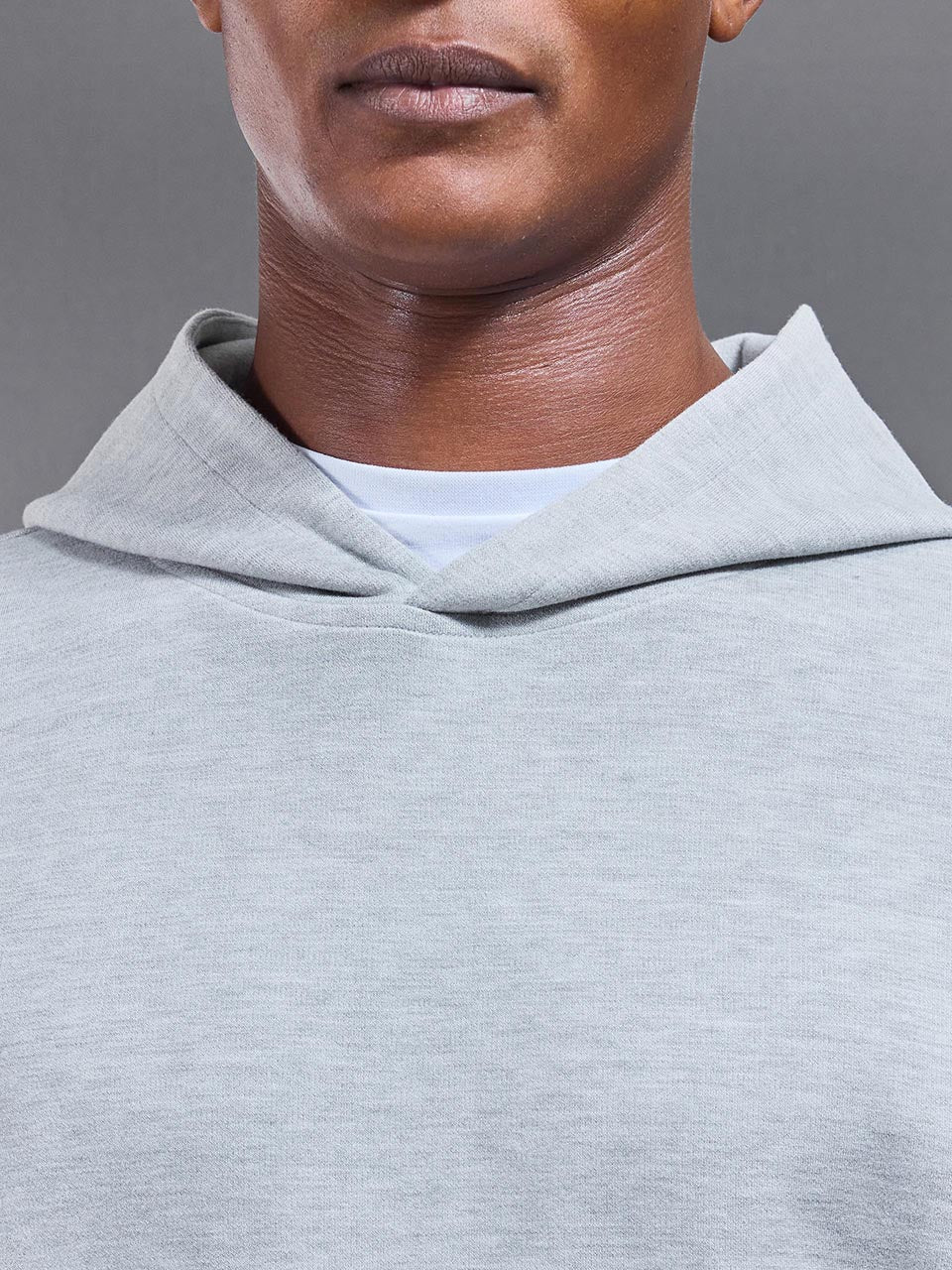 Relaxed Fit Knitted Hoodie in Marl Grey - Image 4