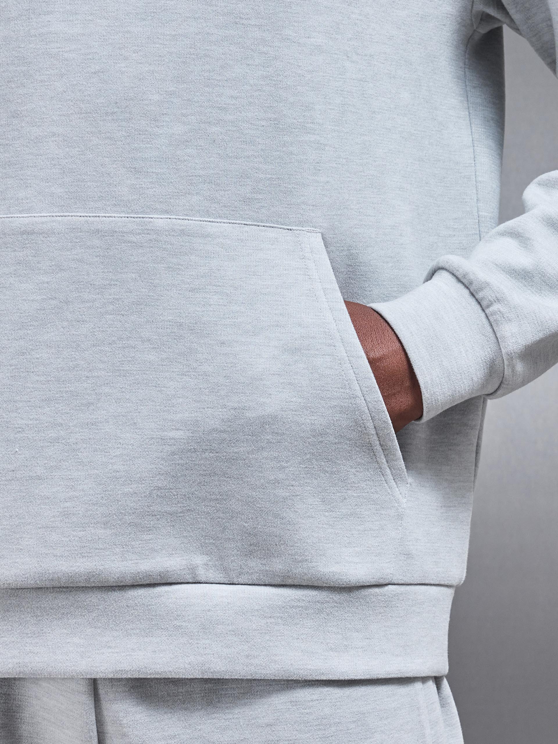 Relaxed Fit Knitted Hoodie in Marl Grey - Image 5