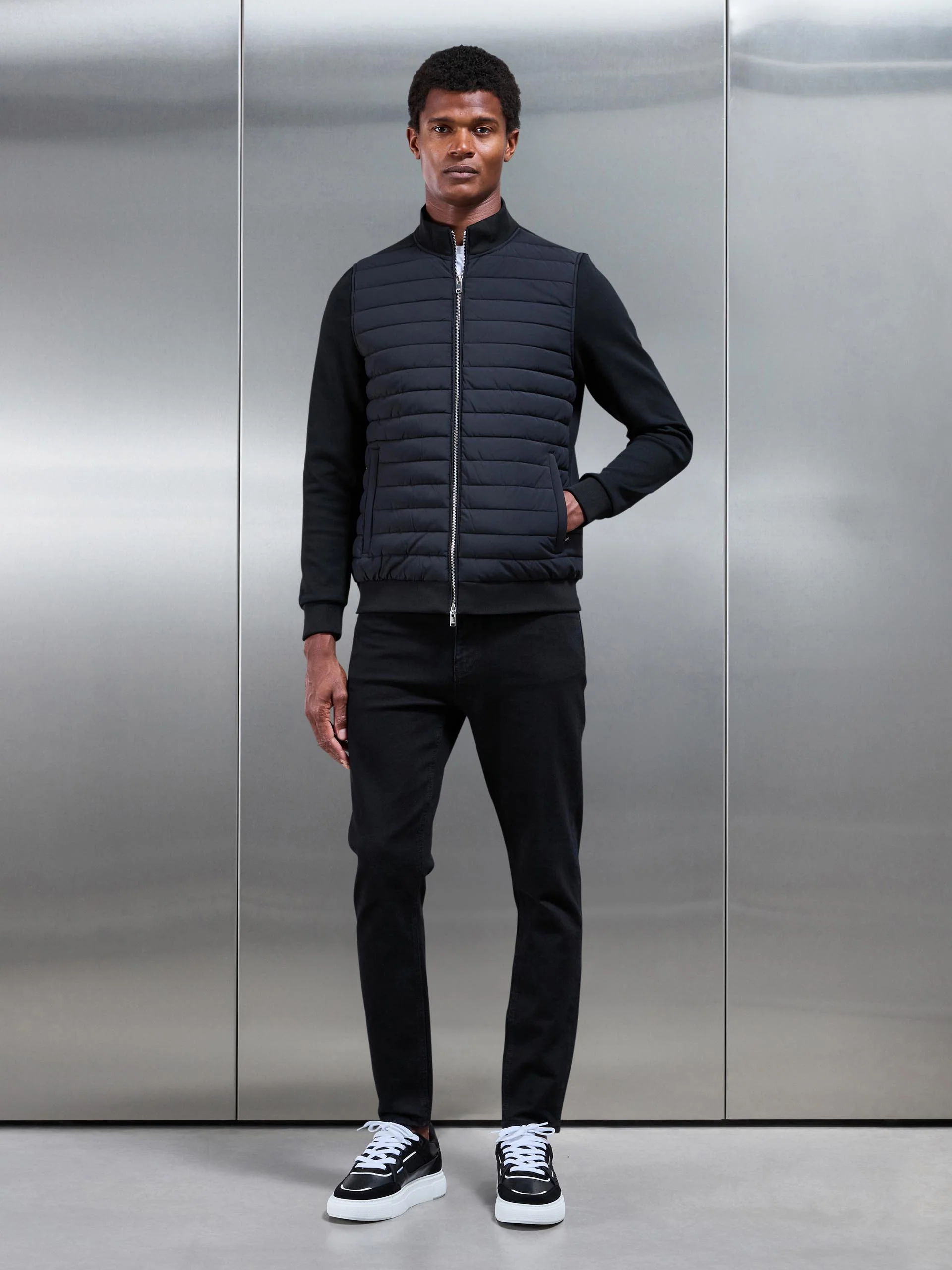 Slim Denim Jeans in Solid Black - Image 2