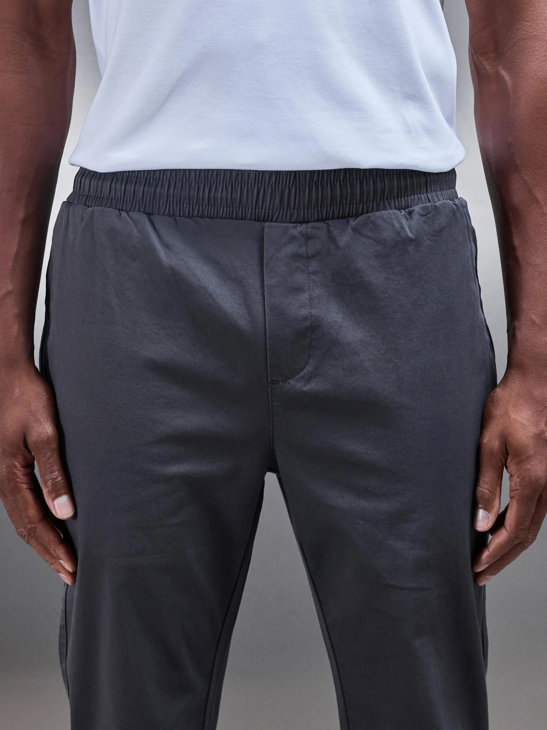 Tailored Drawstring Chino Trouser in Grey - Image 3