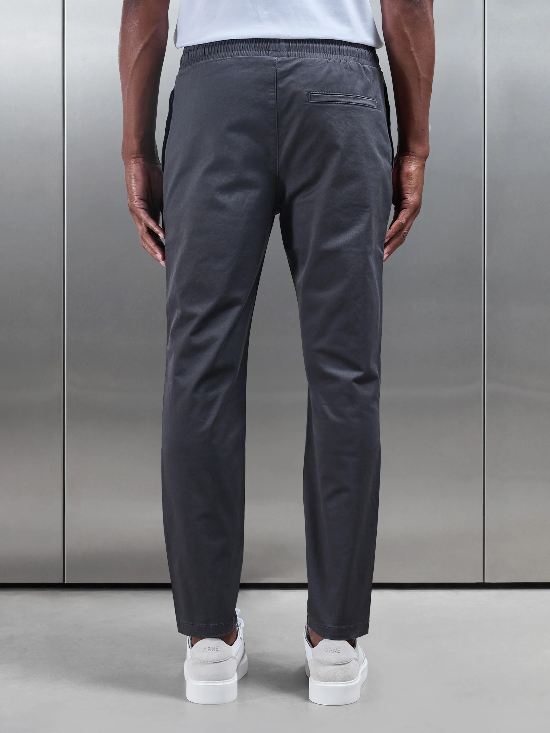 Tailored Drawstring Chino Trouser in Grey - Image 6