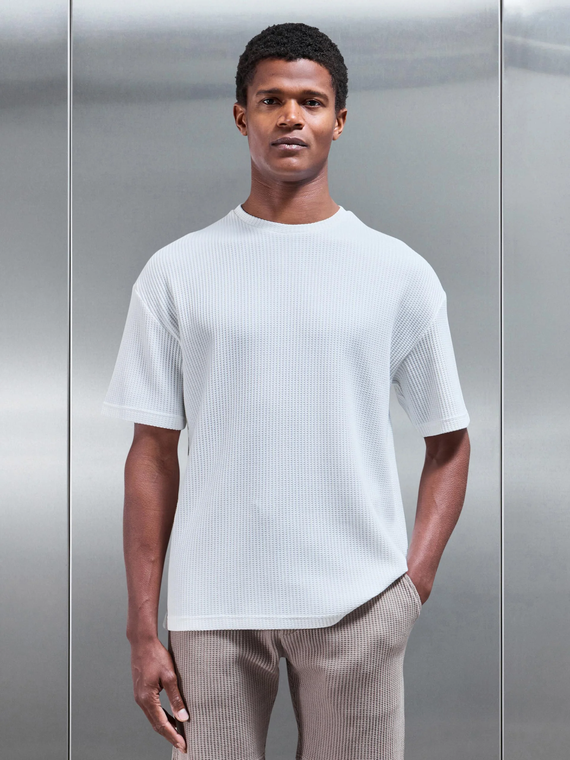 Waffle Relaxed T-Shirt in White