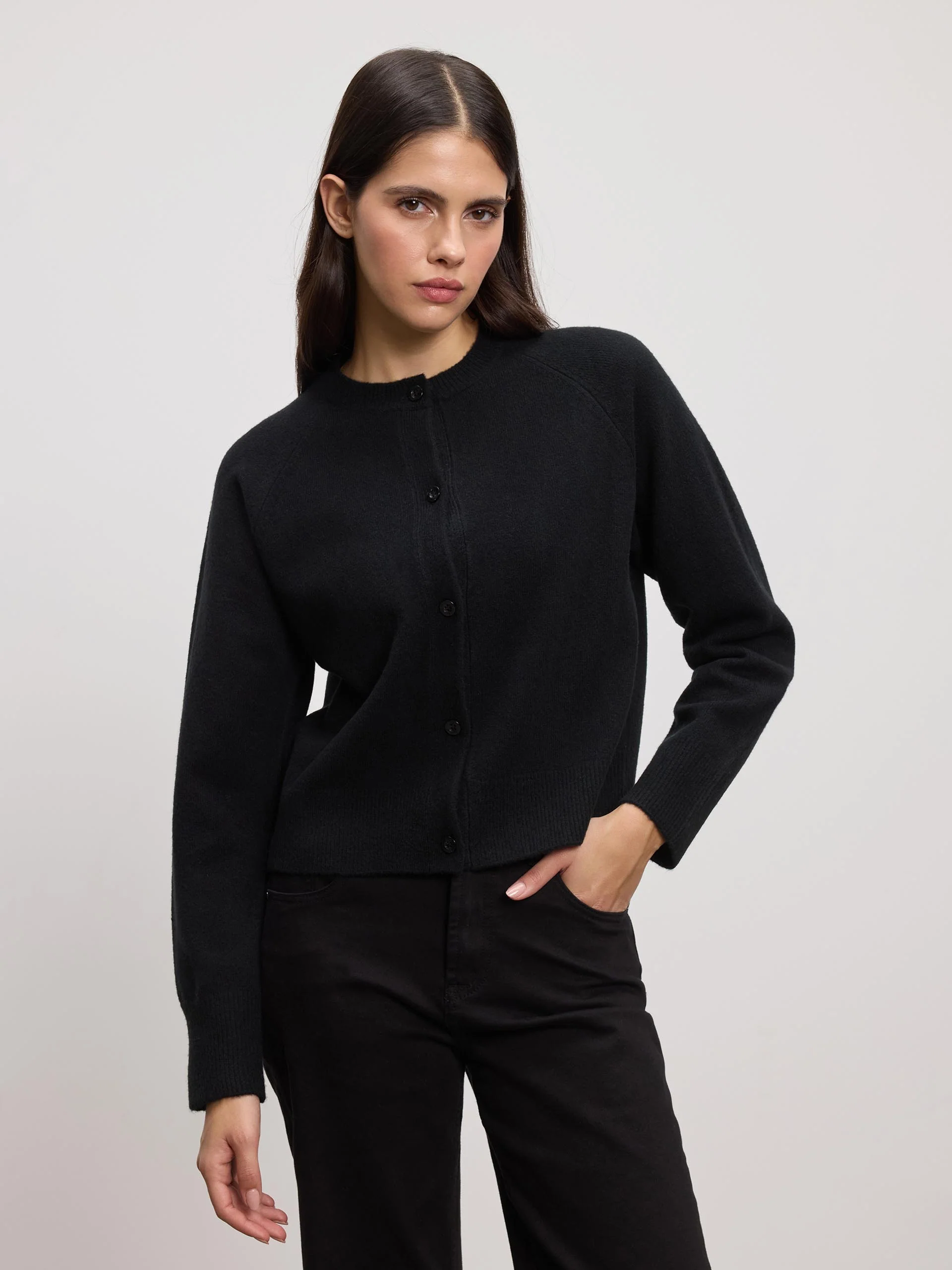 Womens Chunky Knitted Cardigan in Black