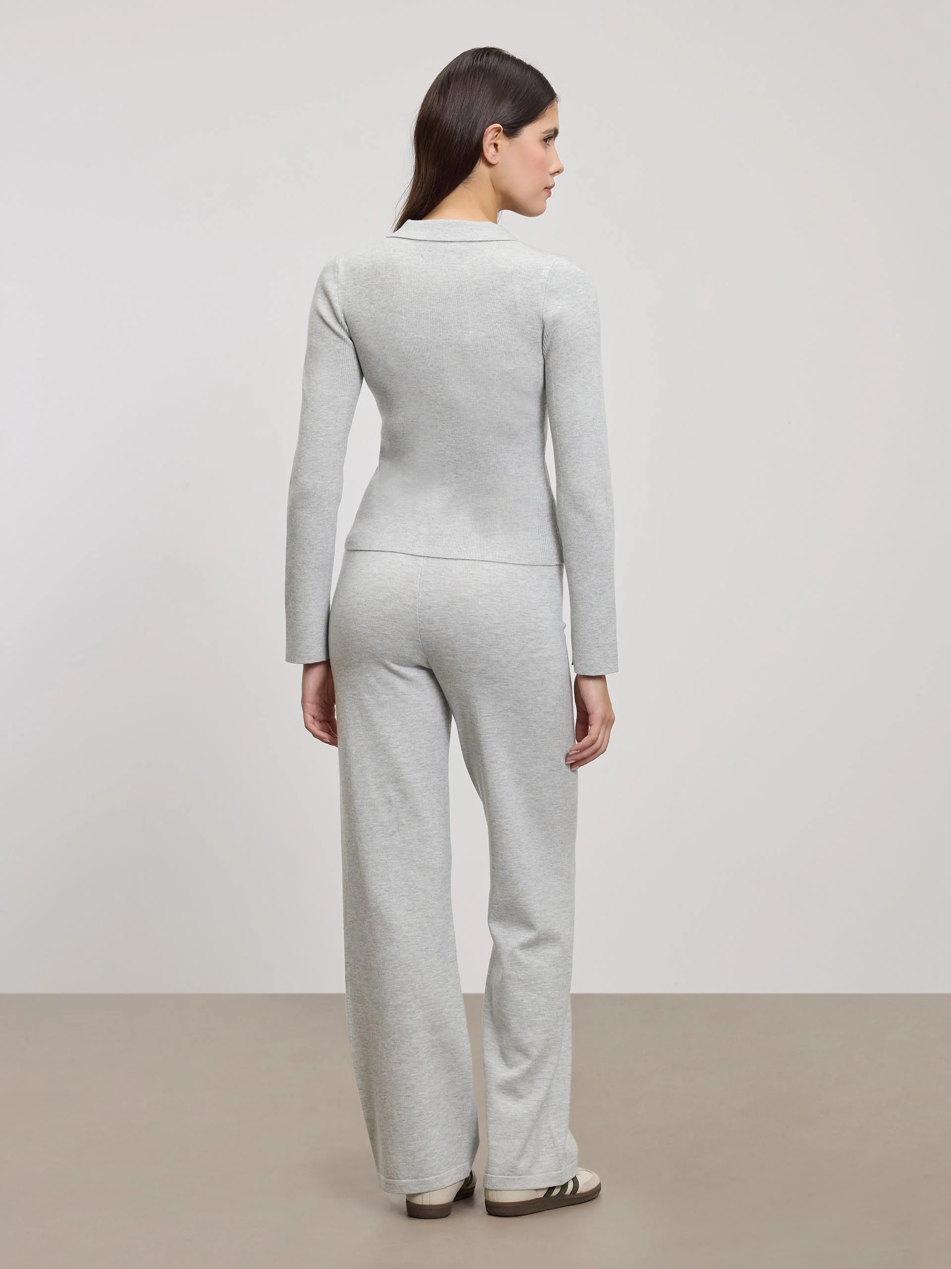 Womens Light Knit Straight Leg Jogger in Marl Grey - Image 5