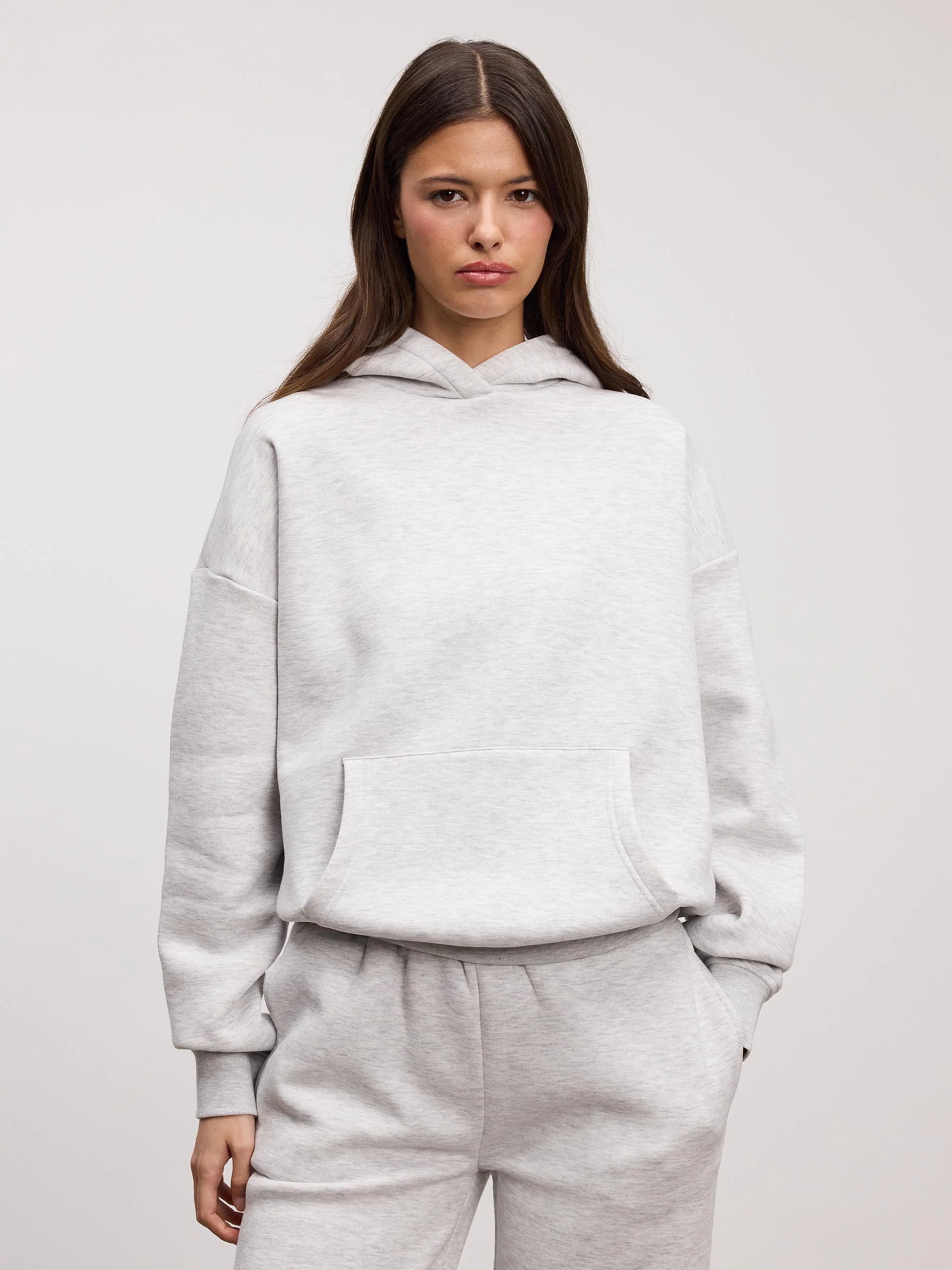 Womens Neoprene Hoodie in Marl Grey