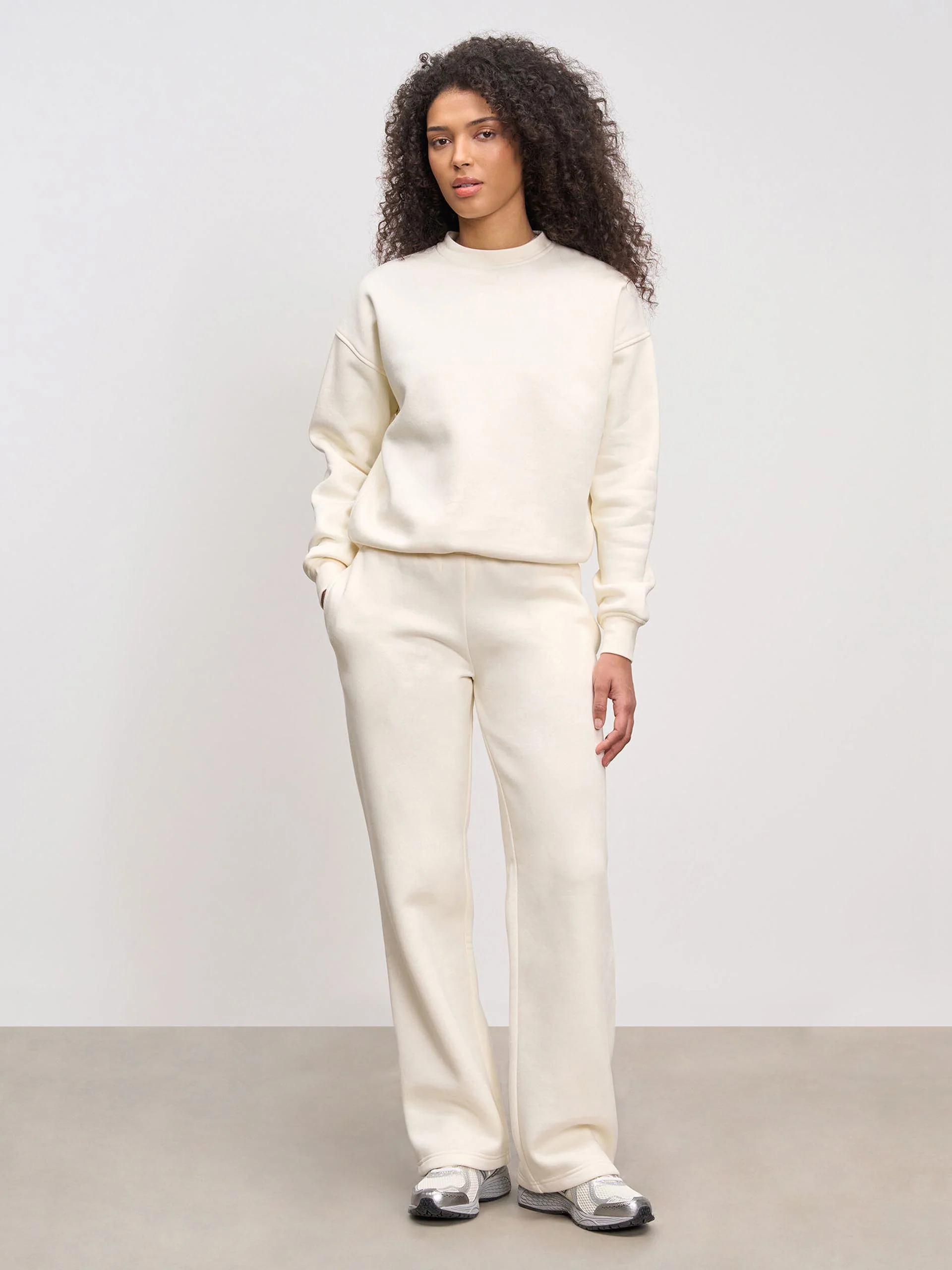 Womens Neoprene Sweatshirt in Ecru - Image 3