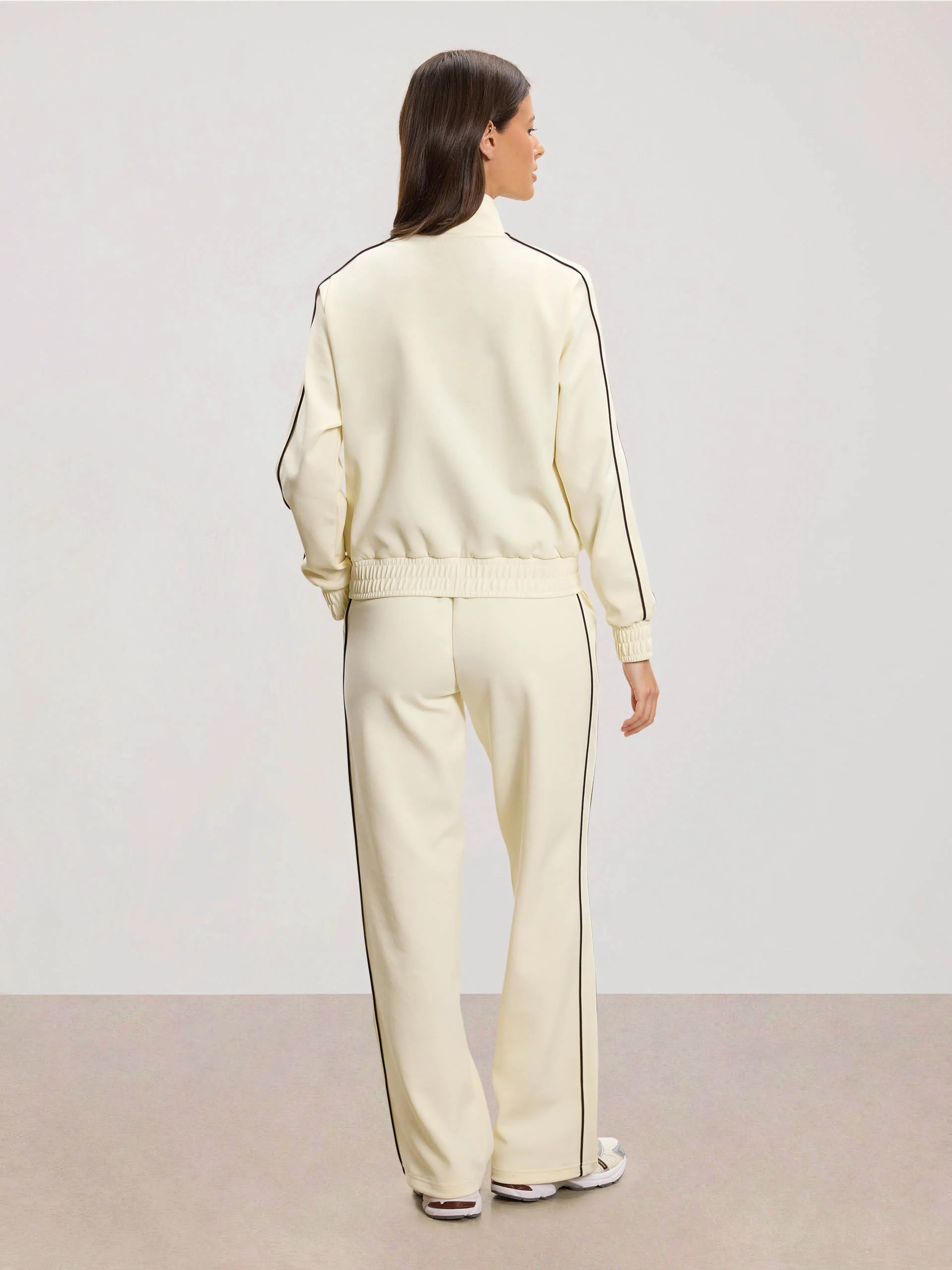 Womens Piping Track Pant in Ecru - Image 4